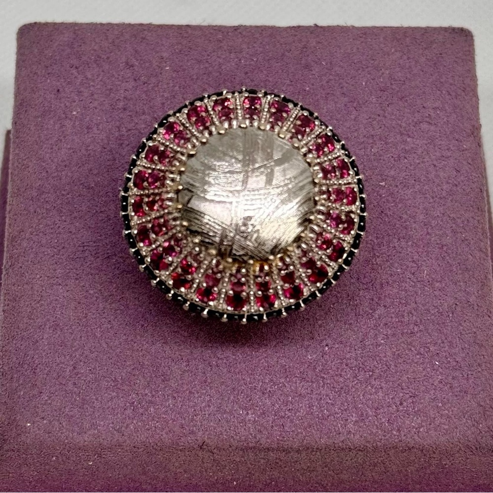 Vintage Sterling Silver Ruby and Black Spinel Ring